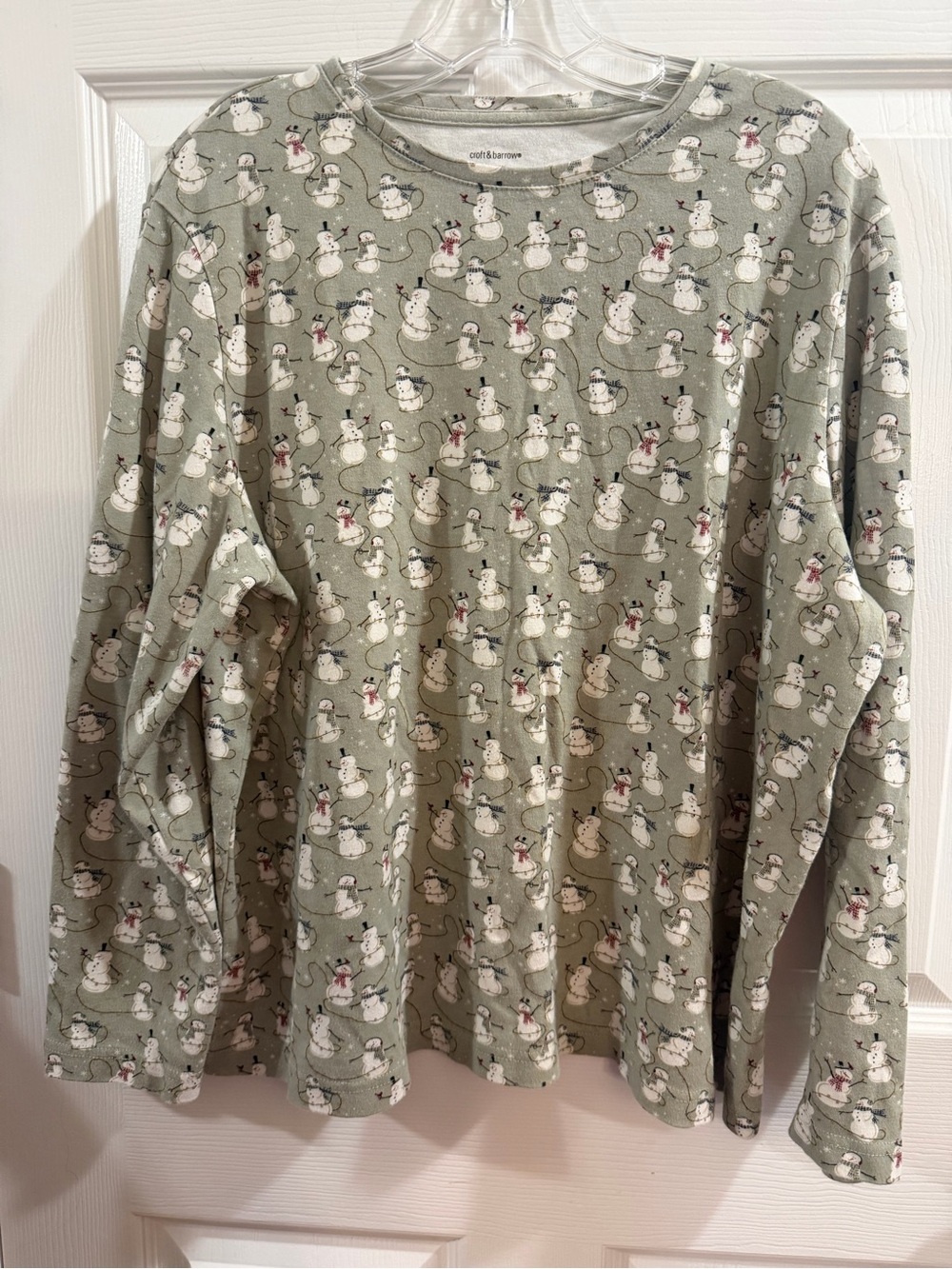 Croft & Barrow Woman 2X Snowman Print Long Sleeve Top